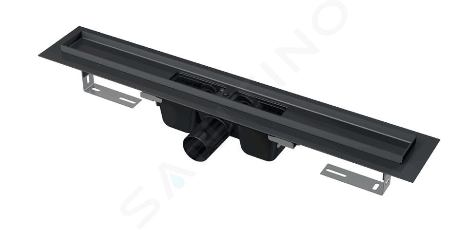 Alcadrain Odtokové žľaby - Sprchový žľab 145 cm, s okrajom pre perforovaný rošt, čierna mat APZ1BLACK-1450