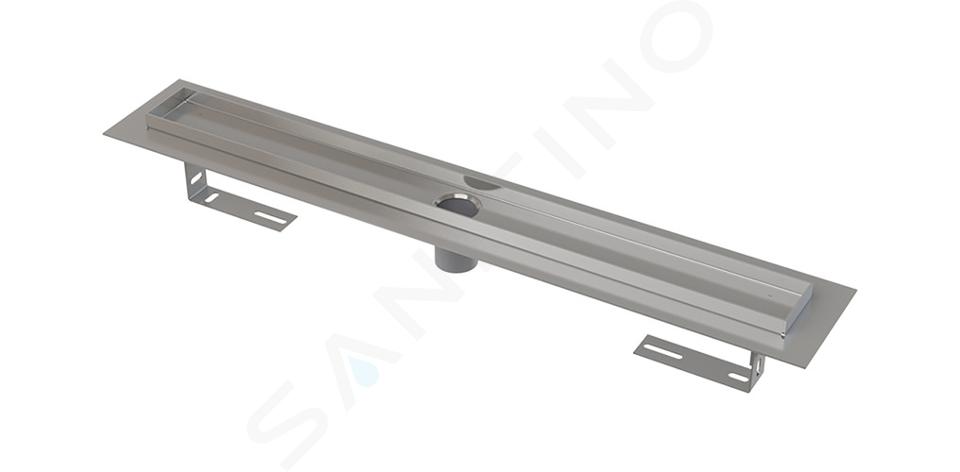 Alcadrain Douchegoten - Caniveau de douche 850 mm, avec rebord pour grille perforée, sans bouchon anti-odeur, inox APZ2001-850