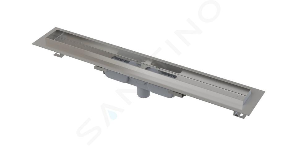 Alcadrain Douchegoten - Caniveau de douche Professional 75 cm, avec rebord pour grille pleine, évacuation verticale, inox APZ1106-750