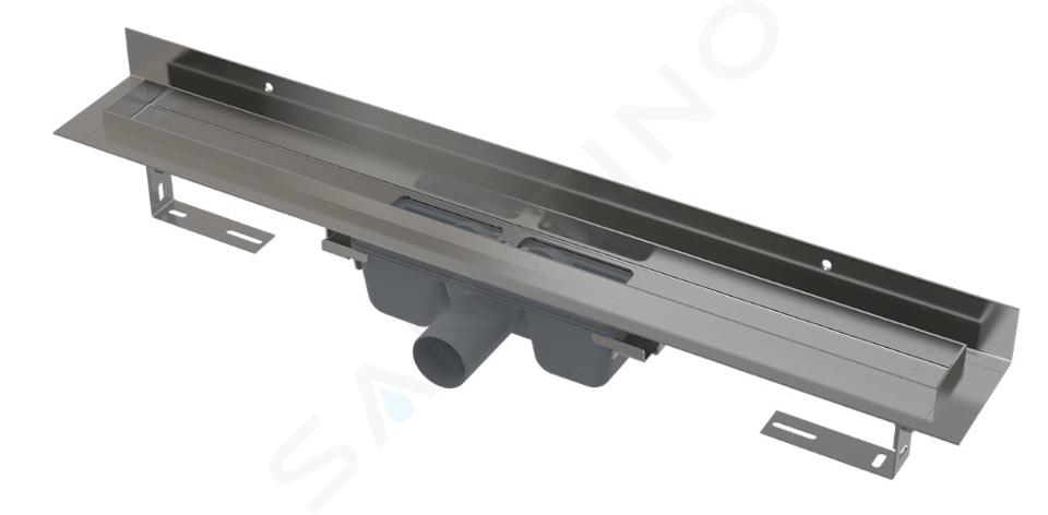 Alcadrain Duschrinnen - Duschrinne Wall 85 cm, mit Rand für Vollrost und festem Kragen zur Wand, Edelstahl APZ16-850