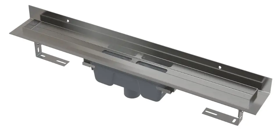 Levně Alca Odtokové žlaby - Sprchový žlab Wall 55 cm, s pevným límcem ke stěně, svislý odtok, nerez APZ1016-550