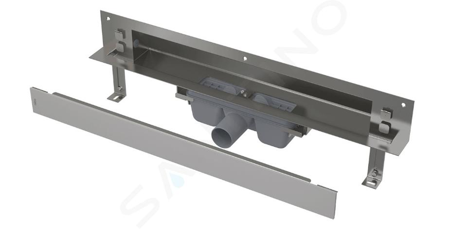 Alcadrain Vízelvezető csatornák - Vízelvezető rendszer Spa 1050 mm, falra szerelhető, rozsdamentes acél szőnyeggel APZ5-SHADE-1050