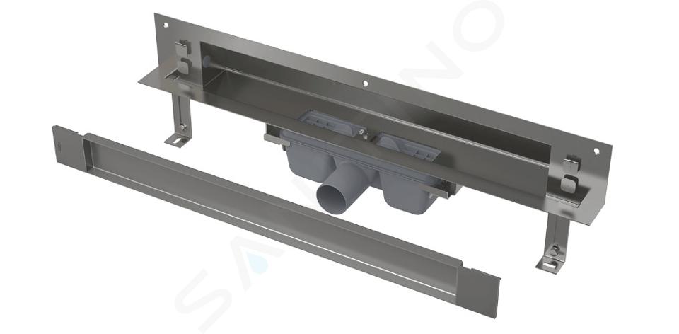 Alcadrain Duschrinnen - Drainagesystem Spa 650 mm, für Wandmontage, Deckel zum Einlegen von Fliesen, Edelstahl APZ5-TWIN-650