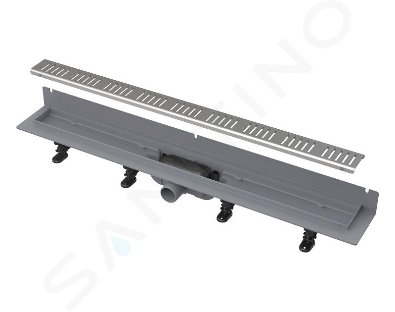Alcadrain Odtokové žľaby - Sprchový žľab Wall 65 cm, s pevným golierom ku stene, s roštom, nerezová mat APZ30-650M