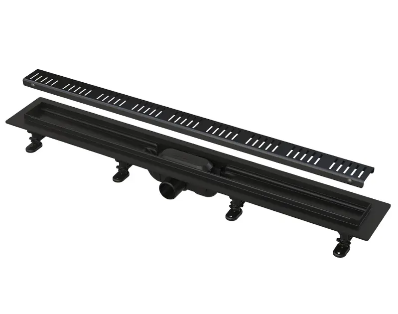 Levně Alca Odtokové žlaby - Sprchový žlab Simple 55 cm, s okrajem pro perforovaný rošt, včetně roštu, černá mat APZ10BLACK-550M