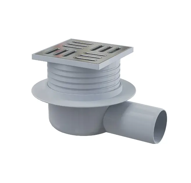 Alcadrain Odtokové kanáliky - Podlahová vpusť bočná 11x11 cm, priemer 5 cm, vodný zápachový uzáver, nerezová/plast APV26