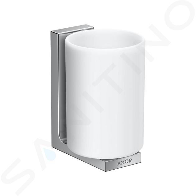 Axor Universal Rectangular - Vaso para cepillo de dientes con soporte, blanco/cromo 42604000