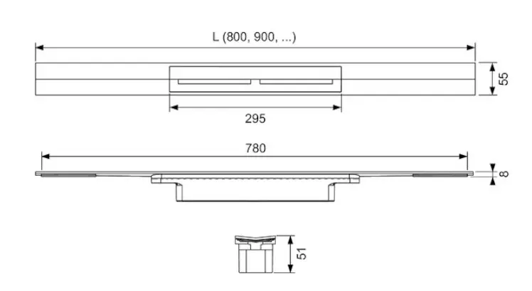 Tece Linus - Canaleta De Ducha 80 Cm, Con Rejilla, Acero Inoxidable Cepillado 15100089 | Sanitino.es