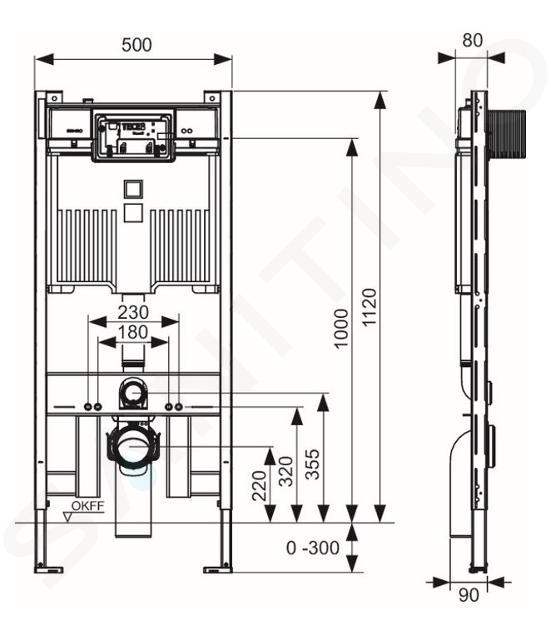 Tece TECEprofil - Modulo di installazione per WC sospesi, con casetta Octa  II, 8 cm, altezza di montaggio 1,12 m 9300500