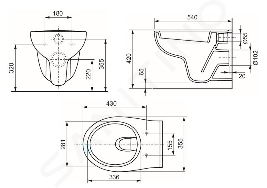 Tece Ceramica - WC sospeso, bianco 9700004