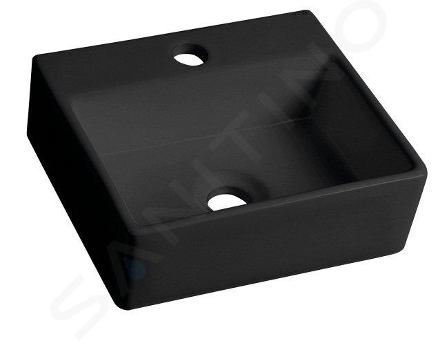 Sapho Small - Wastafel GIULIA 34x29 cm, zonder overloop, kraangat, zwart mat BH7002B