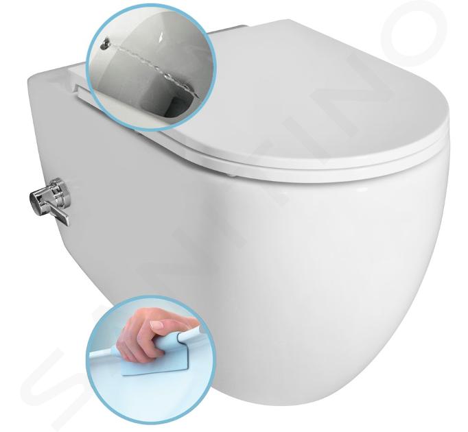 Sapho Isvea - WC sospeso INFINITY con doccetta bidet, Rimless, bianco 10NFS1001I