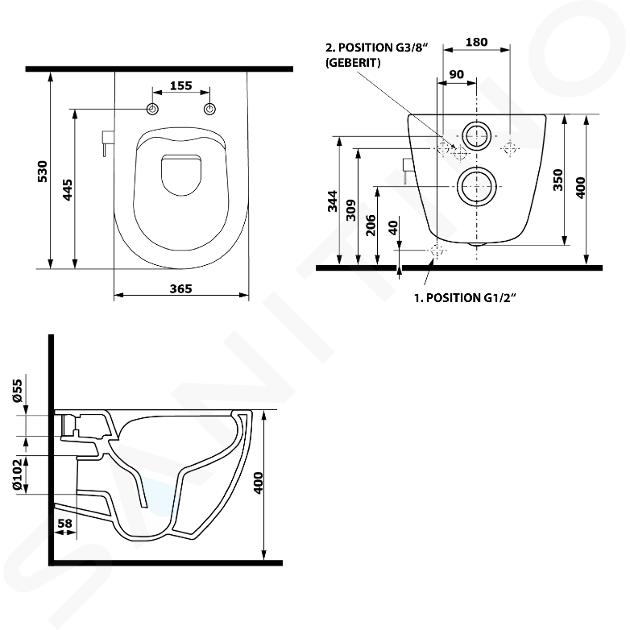 Sapho Isvea Purity - WC suspendu avec douchette de bidet, blanc