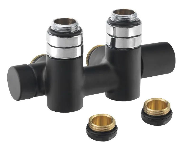 Sapho Twin Combi - Csatlakozókészlet szelepekhez, középcsatlakozó, jobbra, 50 mm távolság, fekete matt CP461BS