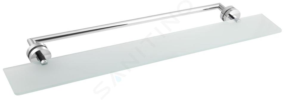 Sapho X-SQUARE - Poliță cu suport pentru prosoape, lungime 800 mm, sticlă alburie/ crom XR458