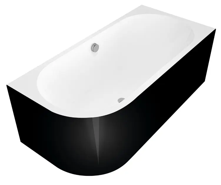 Polysan Monolith - Astra R asimetrična kada, 160 x 75 x 60 cm, za desnu stranu, bijela/crna 34611MB