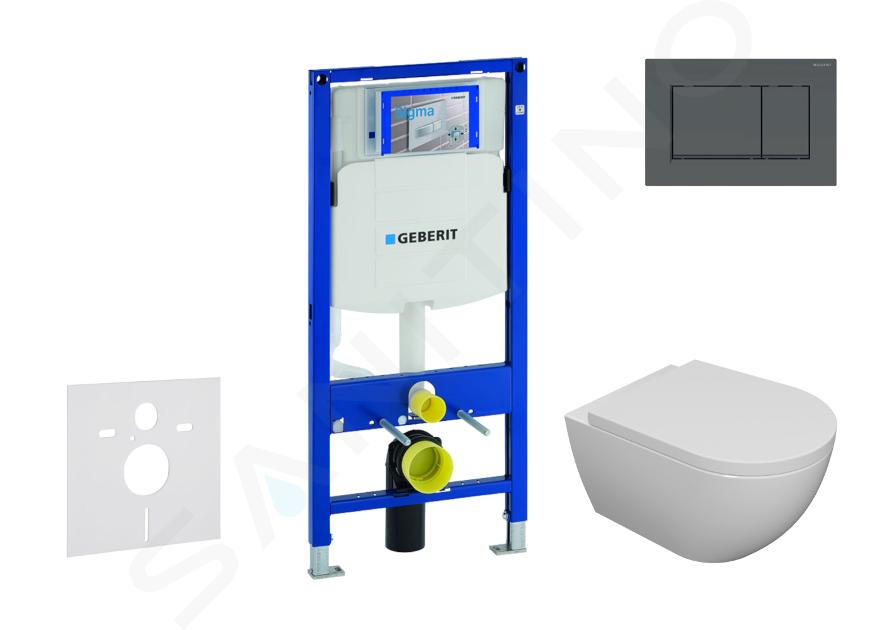 Geberit Duofix - Zestaw do montażu podtynkowego, toaleta Oudee i deska wolnoopadająca, przycisk Sigma30, czarny mat/czarny SANI11CA5100