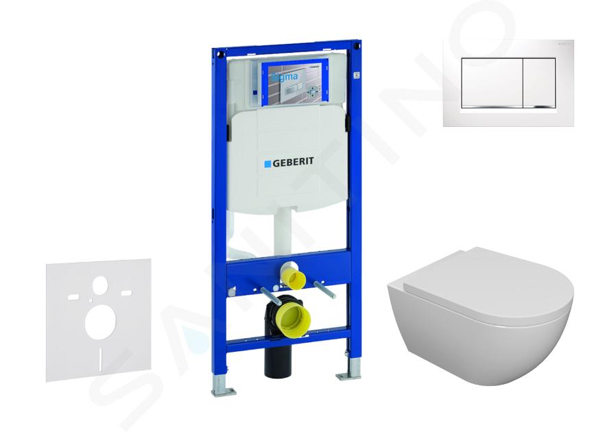 Geberit Duofix - Zestaw do montażu podtynkowego, toaleta Oudee i deska wolnoopadająca, przycisk Sigma30, kolor biały/chrom SANI11CA3101