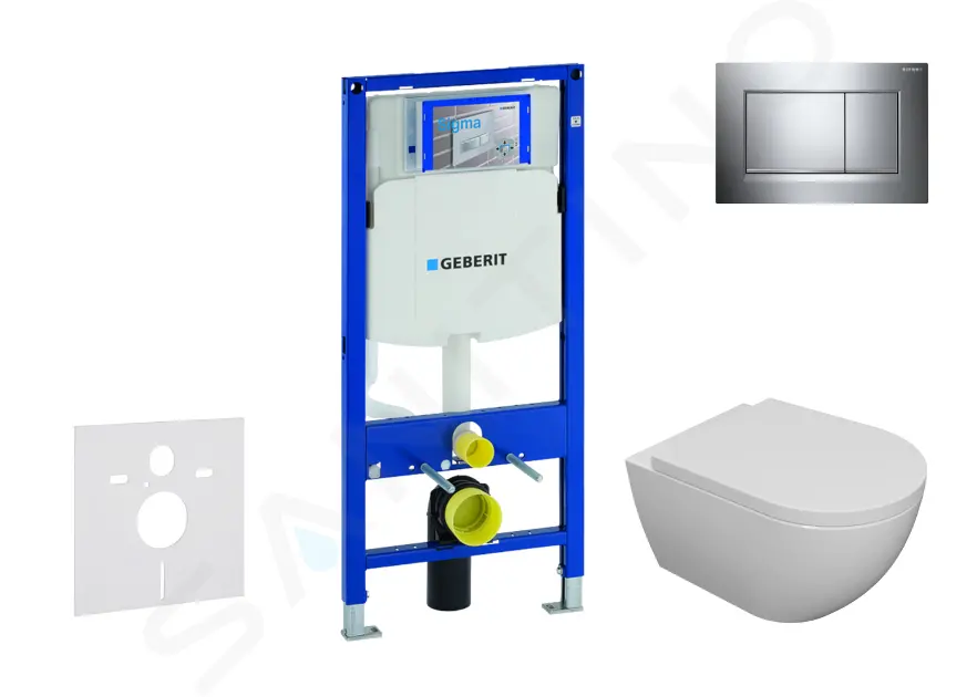 Geberit Duofix - Set předstěnové instalace, klozetu Oudee a sedátka softclose, tlačítko Sigma30, chrom SANI11CA1101