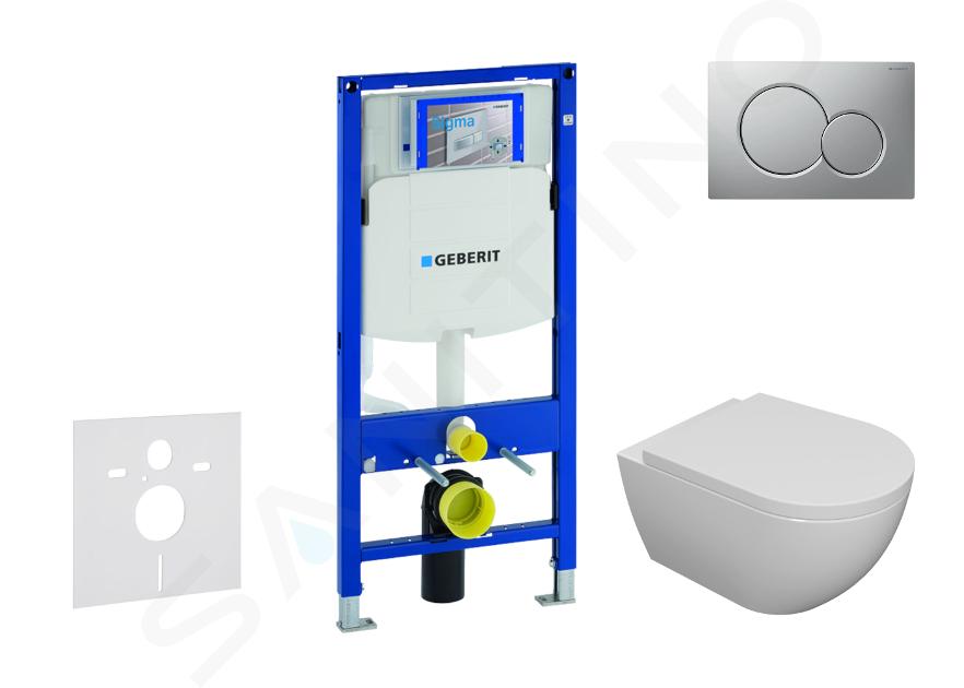 Geberit Duofix - Set předstěnové instalace, klozetu Oudee a sedátka softclose, tlačítko Sigma01, lakovaný matný chrom SANI11CA1103