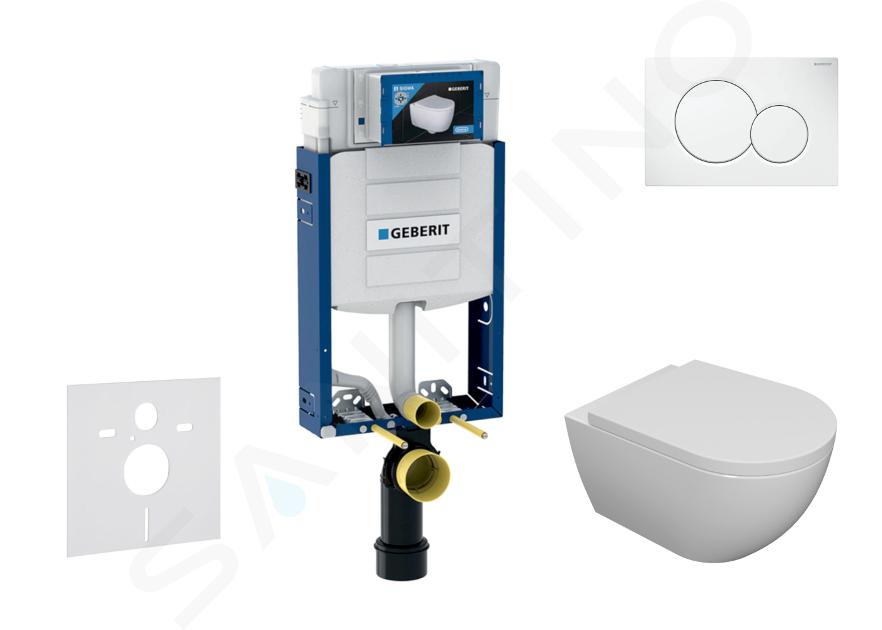 Geberit Kombifix - Set předstěnové instalace, klozetu Oudee a sedátka softclose, tlačítko Sigma01, alpská bílá SANI15CA3100