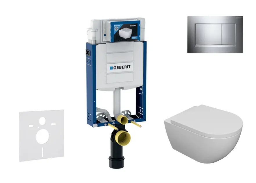 Geberit Kombifix - Set Vorwandelement, WC Oudee und Softclose-Sitz, Betätigungsplatte Sigma30, Chrom SANI15CA1101