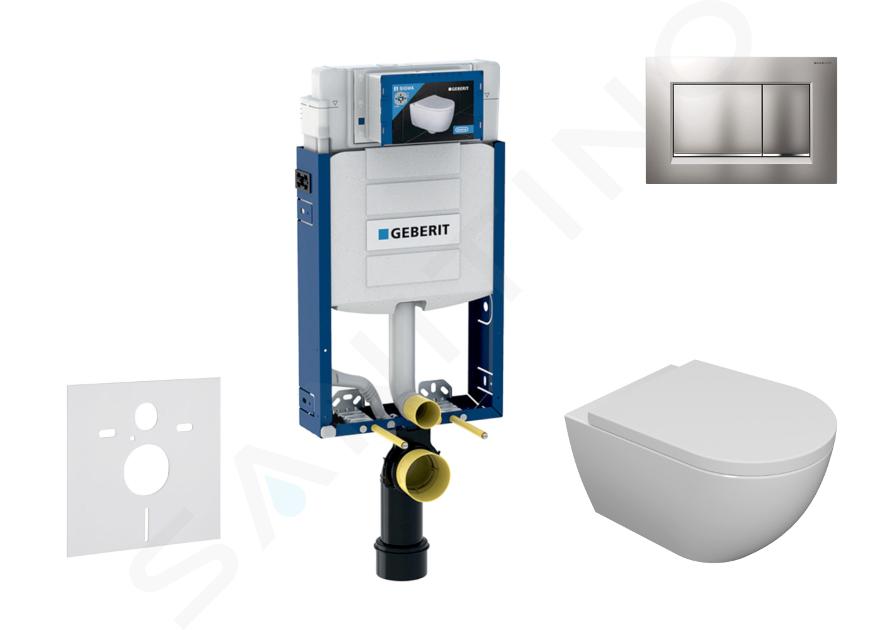 Geberit Kombifix - Zestaw do montażu podtynkowego, toaleta Oudee i deska wolnoopadająca, przycisk Sigma30, lakierowany chrom mat/chrom SANI15CA1102