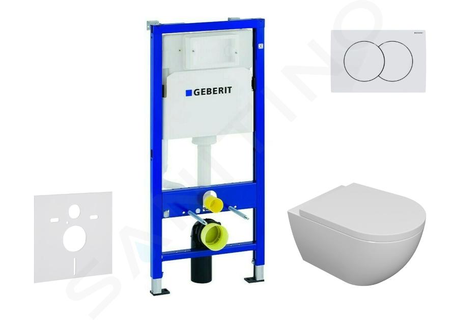 Geberit Duofix - Voorwand montageset, Oudee toilet en softclose zitting, Delta01 bedieningsplaat, alpine wit SANI11CA3102