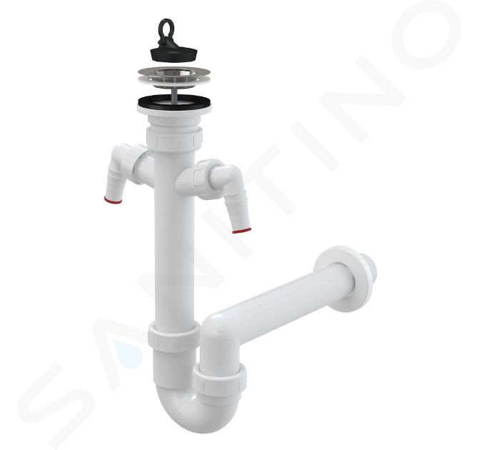 Alcadrain Siphons - Siphon d'évier, diamètre 70 mm, avec 2 raccords, en plastique A820-DN40