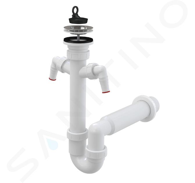 Alcadrain Sifoni - Sifone per lavello, diametro 70 mm, con 2 attacchi, plastica A820-DN50