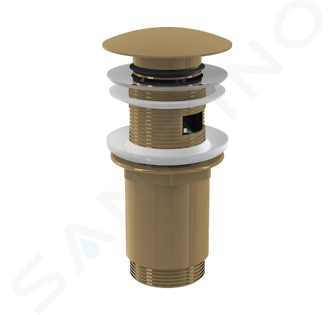 Alcadrain Accesorios - Salida de lavabo, ClickClack, oro cepillado mate A392-G-B