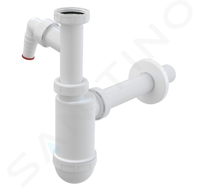 Alcadrain Siphons - Siphon de lavabo, avec raccord et écrou de trop-plein, blanc A430P