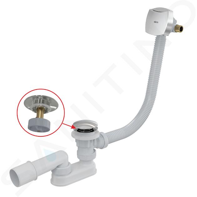 Alcadrain Sistemi di scarico - Set di scarico e troppopieno per vasca da bagno con riempimento, lunghezza 1200 mm, Click-Clack, cromo A508CKM-120