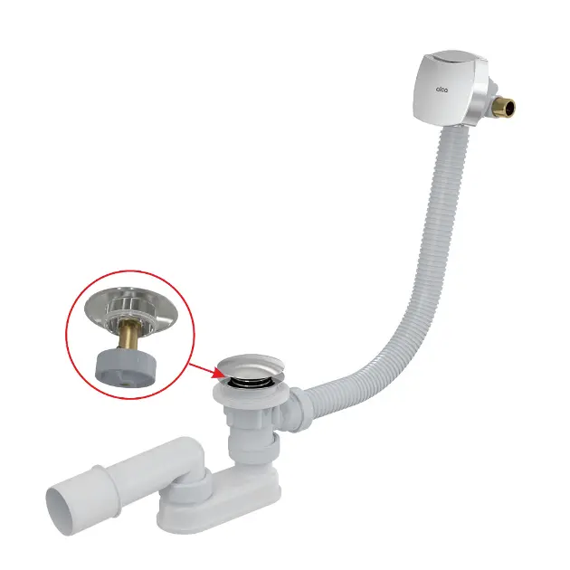 Levně Alca Odtokové soupravy - Vanová odtoková a přepadová souprava s napouštěním, pro silnostěnné vany, délka 1200 mm, Click-Clack, chrom A509CKM-120