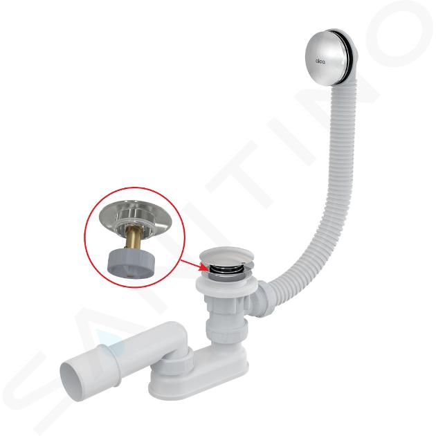 Alcadrain Sistemi di scarico - Set di scarico e troppopieno per vasca da bagno, lunghezza 1000 mm, Click-Clack, cromo A504CKM-100