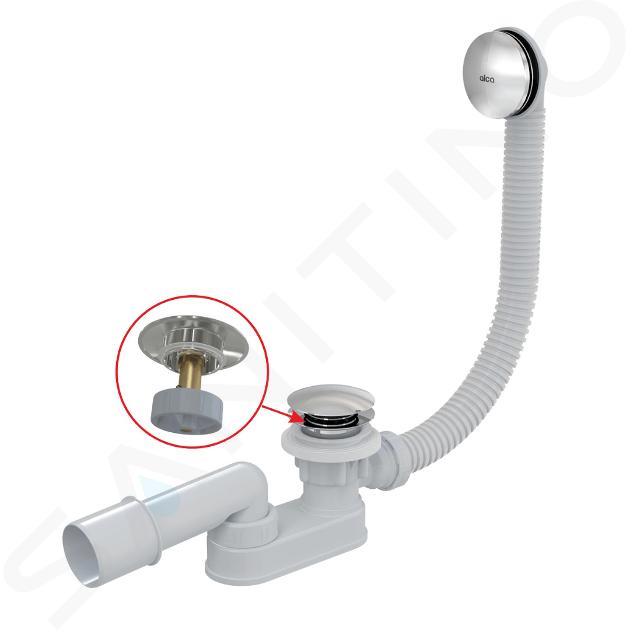 Alcadrain Sistemi di scarico - Set di scarico e troppopieno per vasca da bagno, lunghezza 1000 mm, Click-Clack, cromo A507CKM-100