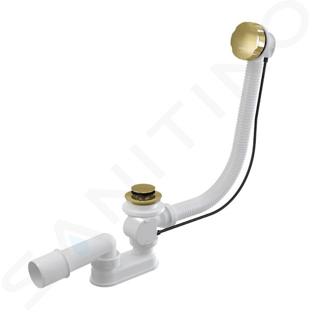 Alcadrain Sistemi di scarico - Sistema di scarico e troppopieno per vasca da bagno, lunghezza 570 mm, color oro lucido A55K-G-P