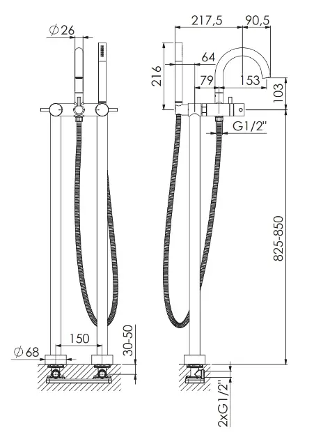 Steinberg 100 - Grifo de suelo para bañera, negro mate 100 1162 S