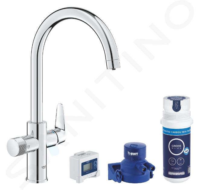 Grohe Blue Pure - Set miscelatore da lavello StartCurve con dispositivo di filtraggio, cromo 30593000