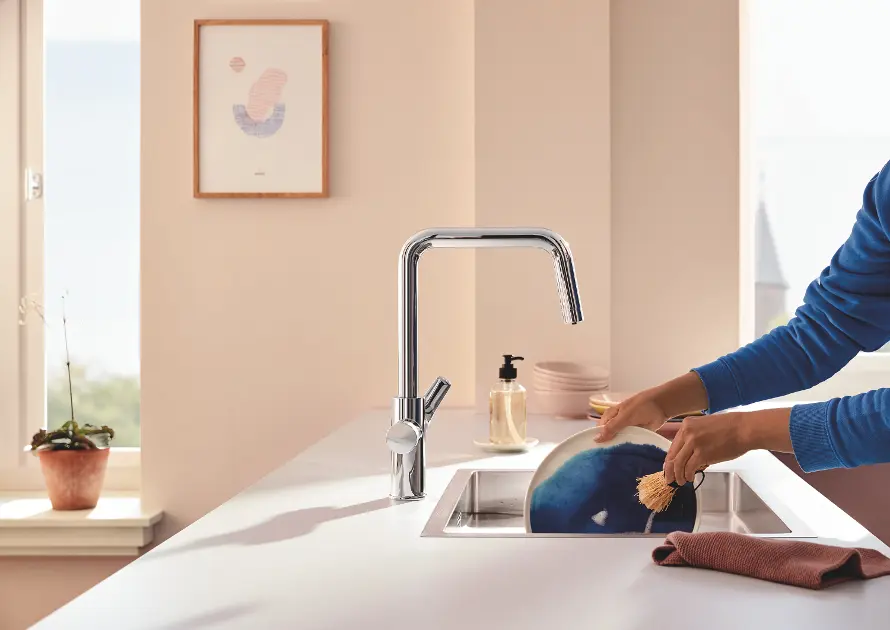 Grifo Grohe Blue Pure Baucurve de cocina con osmosis