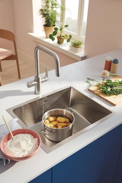 Grifo Grohe Blue Pure Baucurve de cocina con osmosis