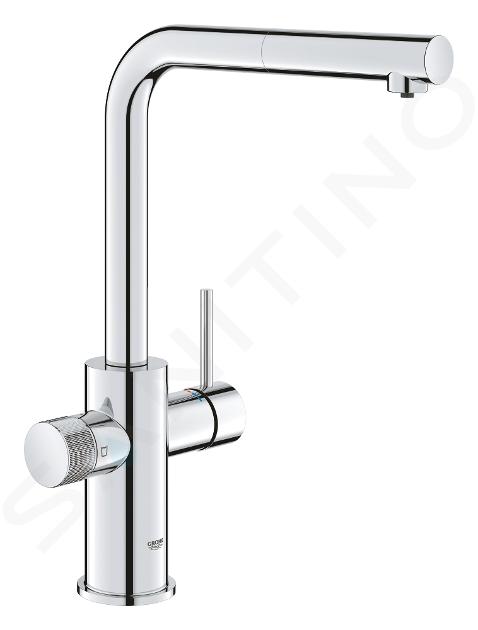 Grohe Blue Pure - Bateria zlewozmywakowa Minta z funkcją filtrowania wody i wyciąganą wylewką, chrom 30601000