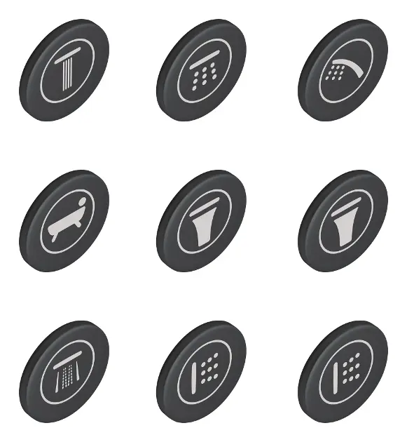 Levně Grohe Náhradní díly - Krytky symbolů pro baterie SmartControl, 9 ks 14077XH0
