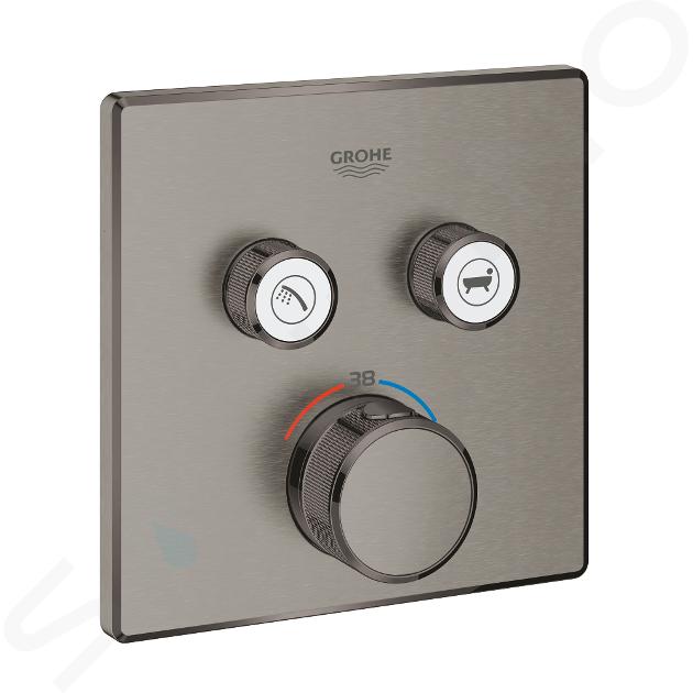 Grohe Grohtherm SmartControl - Mitigeur thermostatique encastré avec 2 soupapes, Hard Graphite brossé 29124AL0