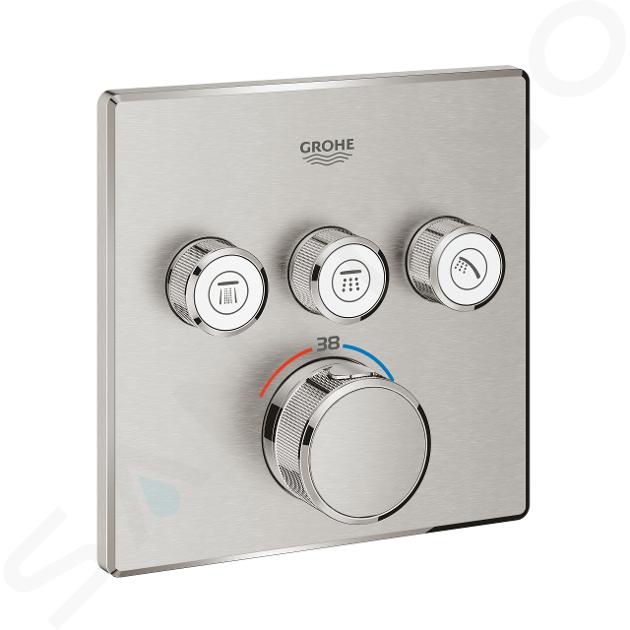 Grohe Grohtherm SmartControl - Termostatická batéria pod omietku, 3 ventily, supersteel 29126DC0