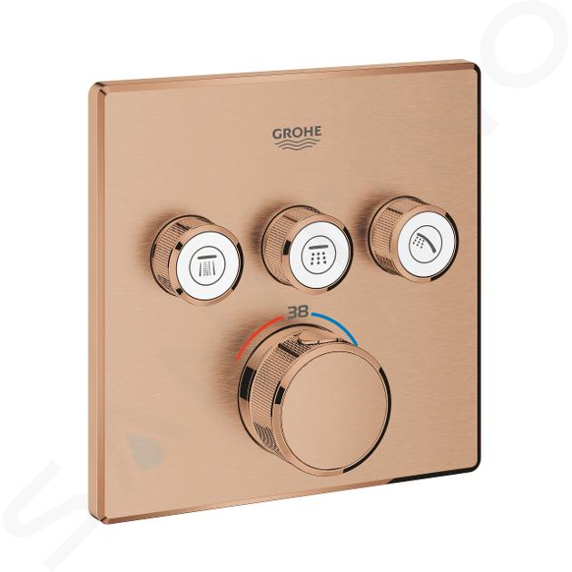 Grohe Grohtherm SmartControl - Miscelatore termostatico ad incasso a 3 utenze, Warm Sunset spazzolato 29126DL0