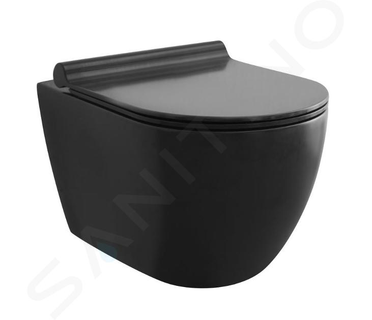 kielle Gaia - Wall hung toilet with SoftClose toilet seat, Rimless, matte black 30115040