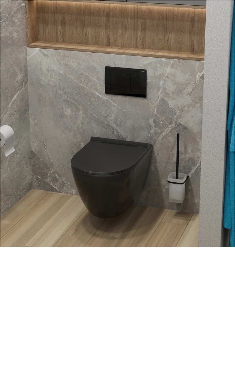 kielle Gaia - Závesné WC s doskou SoftClose, Rimless, matná čierna 30115040