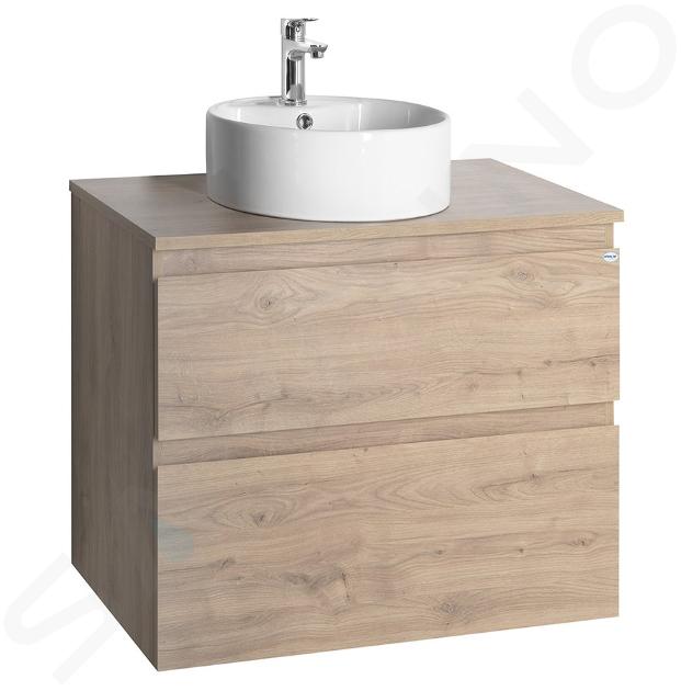 Aqualine Altair - Skrinka s umývadlom, 676x617x450 mm, 2 zásuvky, dub emporio AI370-01
