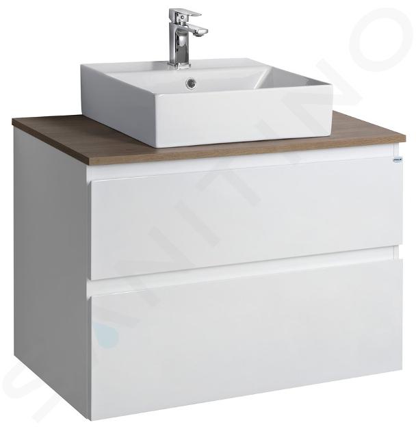 Aqualine Altair - Skrinka s umývadlom, 781x618x450 mm, 2 zásuvky, biela/dub emporio AI280-01